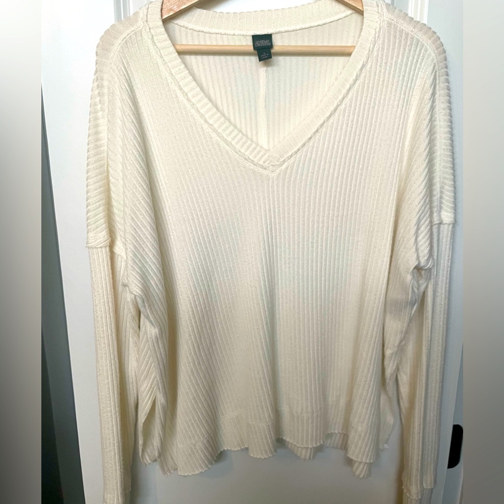Cream over sized long sleeve top